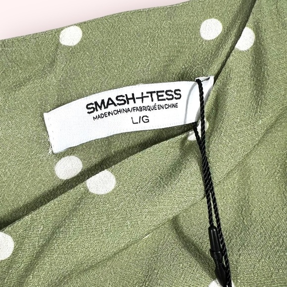 Smash + Tess Green and Cream Polka Dot Boardwalk Shorty Romper Size Large - Picture 4 of 5